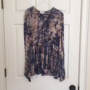 Groovy tied died print blouse